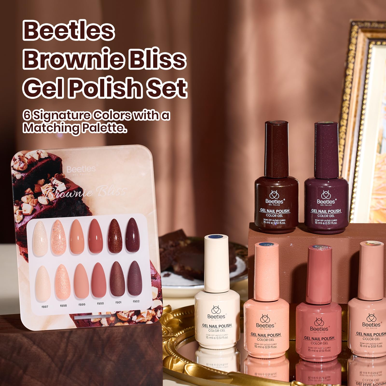 Beetles Brown Gel Polish - 6 Colors Light Dark Brown Color Set