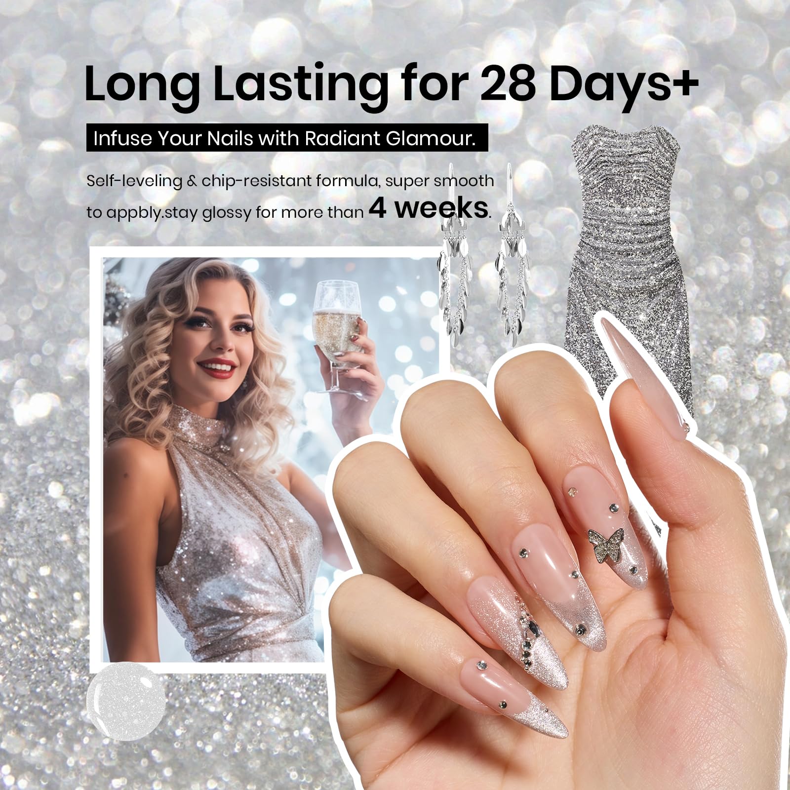 Sliver Dreamscape|15ml Gel Polish Silver Nail Colors Glitter Gel Star Nails