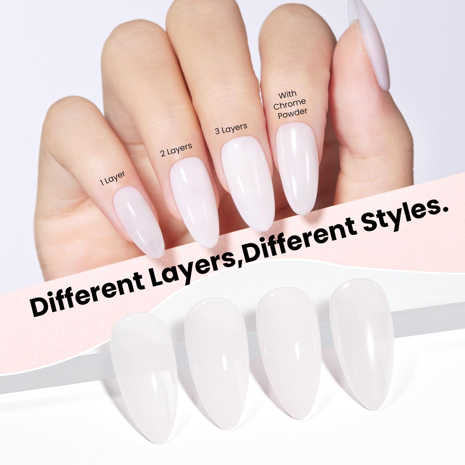 Milky White Gel Polish|7.5ml Beetles White Chrome Nail Powder Gel Polish Glitter