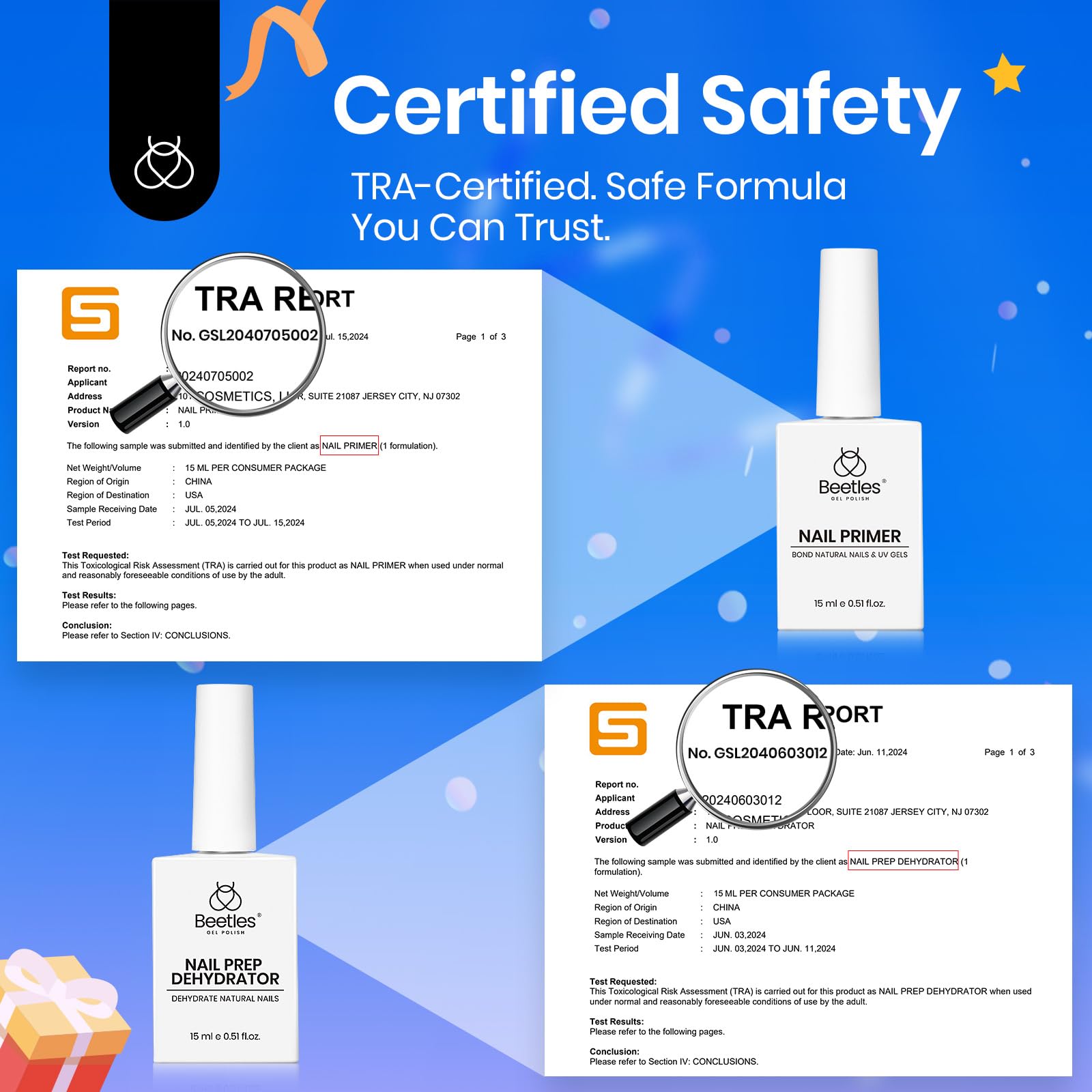 Nail Dehydrator and Primer Set - Acid Free HEMA Free Natural Prep for Long-Lasting Nails