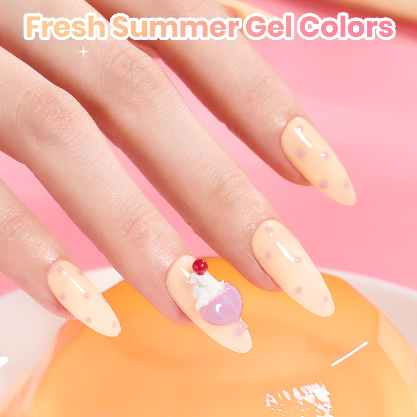 Beetles Soft Glow Pudding 6 Colors Summer Nails Jelly Pastel Pink Cat Eye Glitter Gel Nail Polish Set