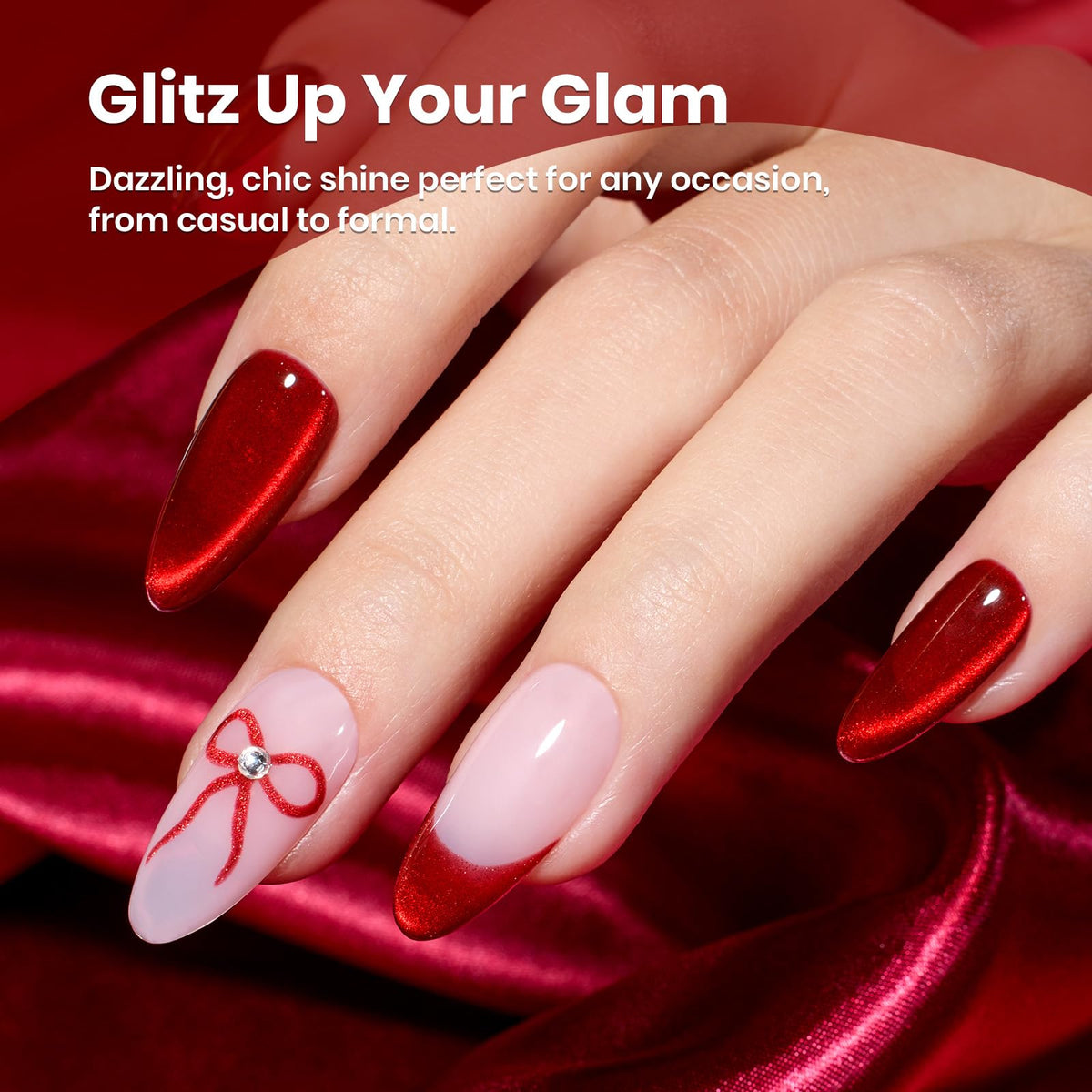 Beetles Gel Polish Ruby Red Cat Eye Gel Nail Polish 15ML Glitter Red Gel