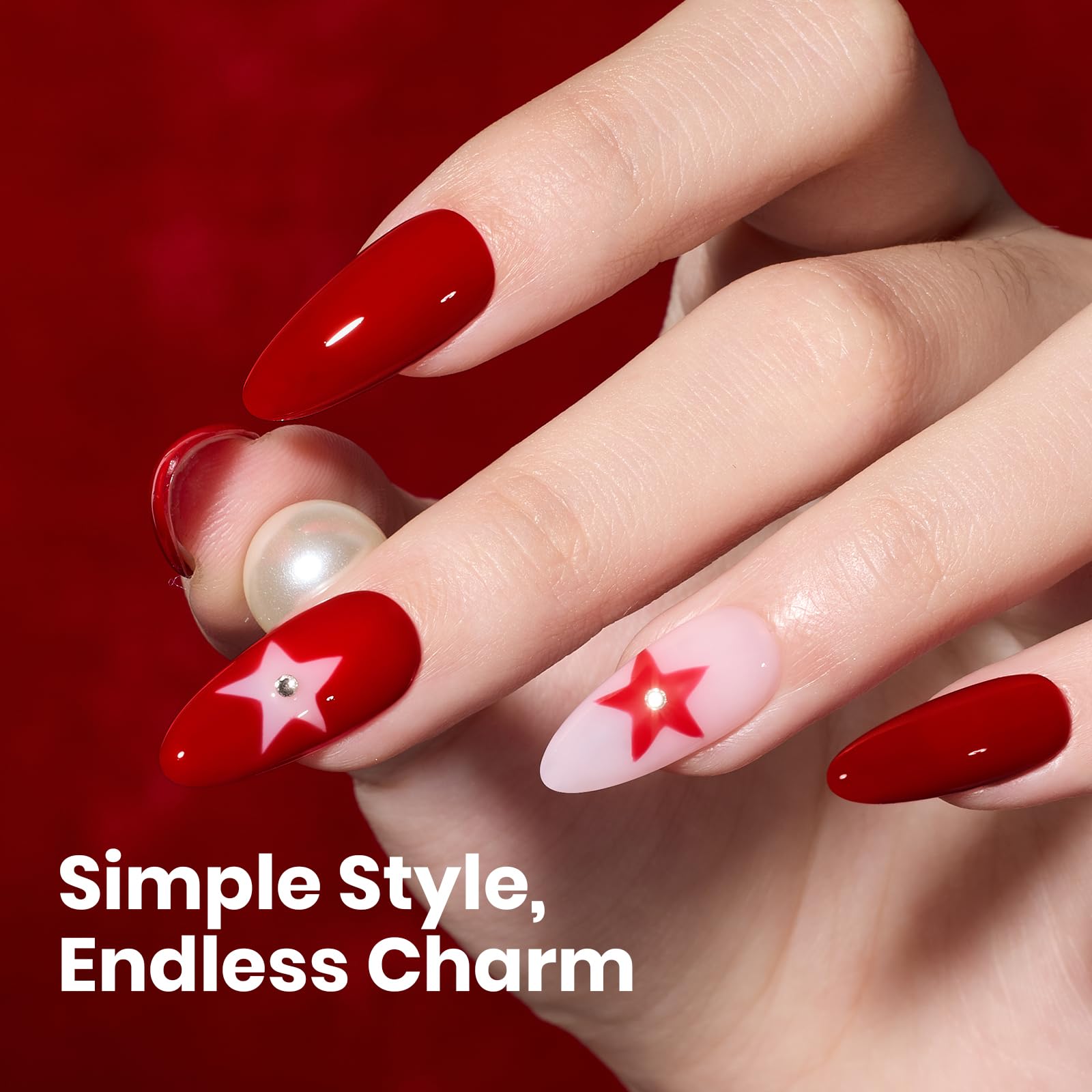 Beetles Red Gel Polish - Scarlet Confidence 15ML/0.51Fl Oz,Hema Free Red Gel Nail Polish, Same Color Same Bottle