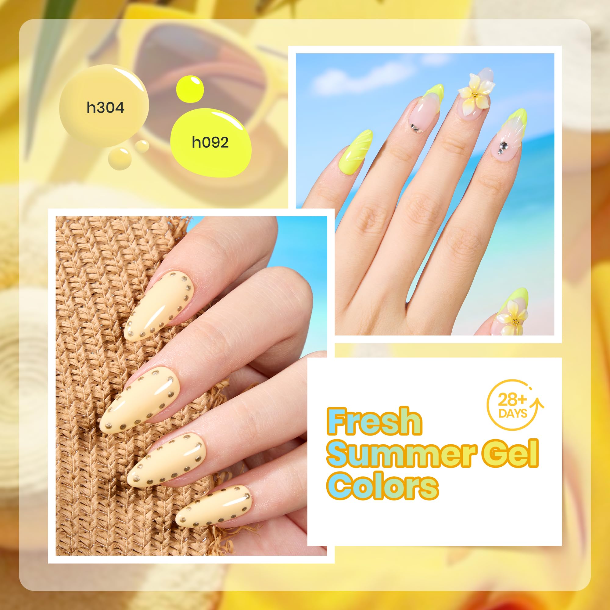 Beetles Amalfi Holiday 6 Colors Yellow Gel Nail Polish Set Summer Nails