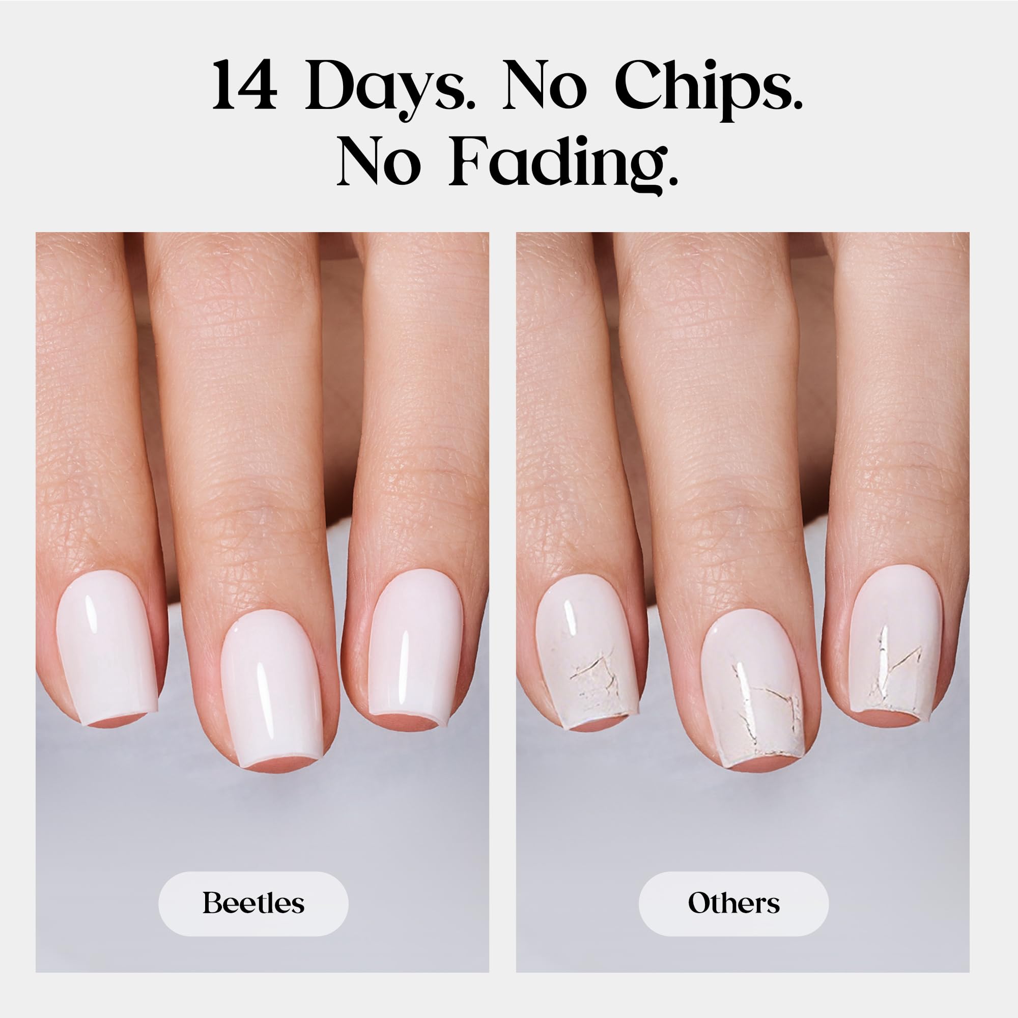Beetles Natural Milky Press On Nails | Milky White Short Oval 16 sizes-32pcs