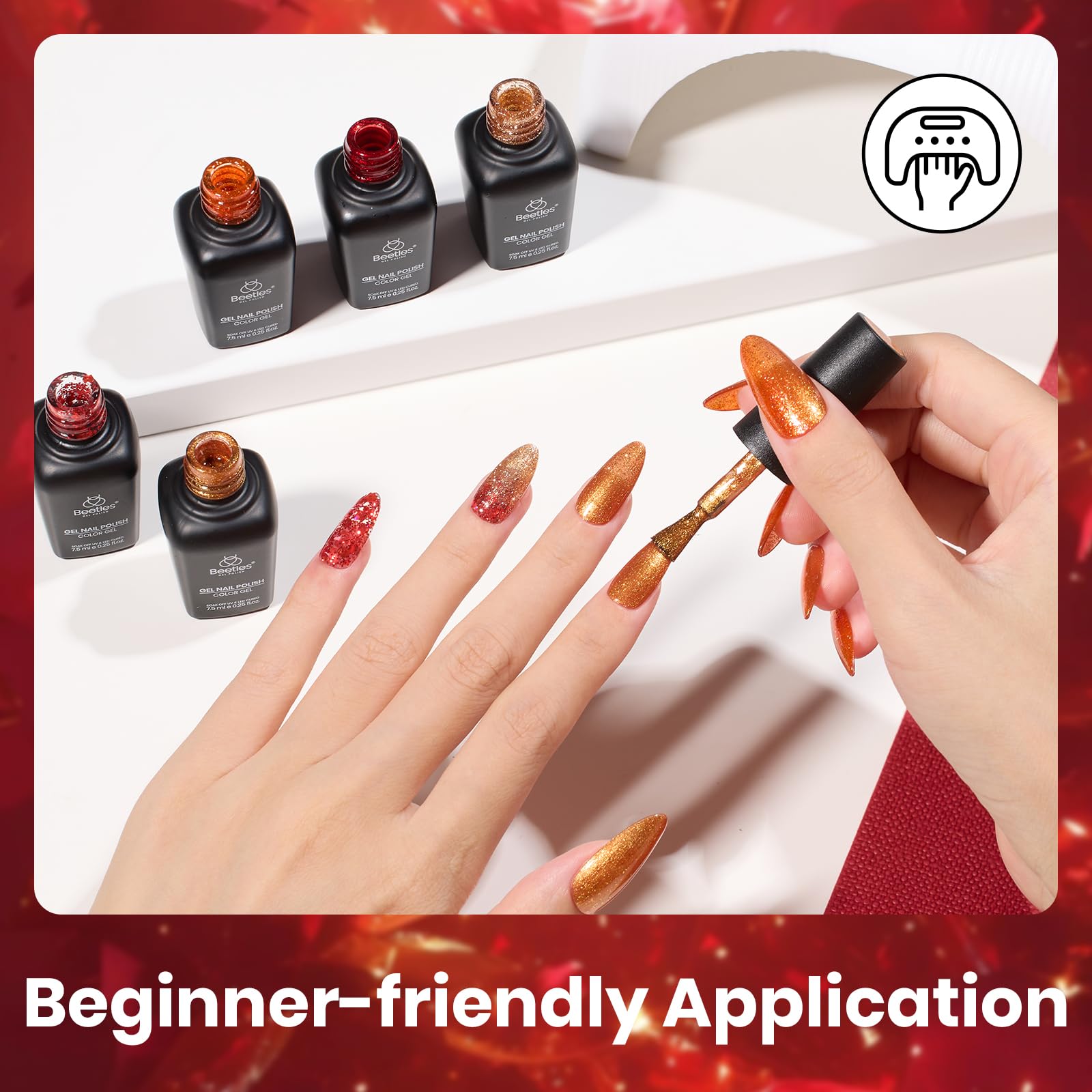 Passion Rush - 6 Colors Autumn Glitter Shimmer Gel Nails Polish Set