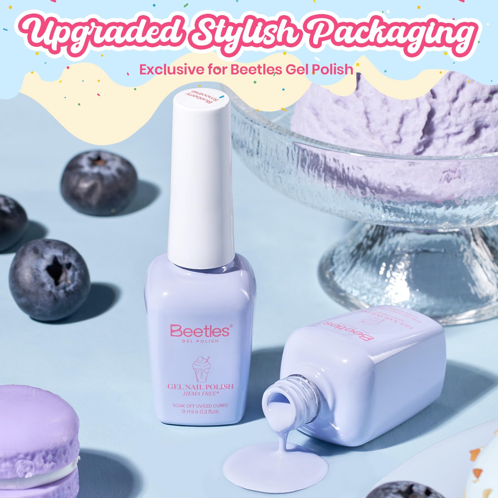 Beetles Blue Gel Nail Polish - Blueberry Smoothie Pastel Blue Gel Polish