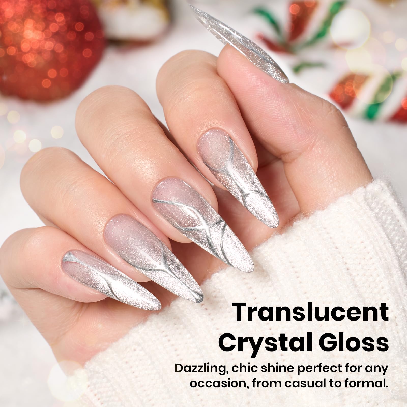 Beetles Gel Polish Galaxy Wish  Winter Nails - 15ML Christmas Silver Glitter Cat Eye Nail