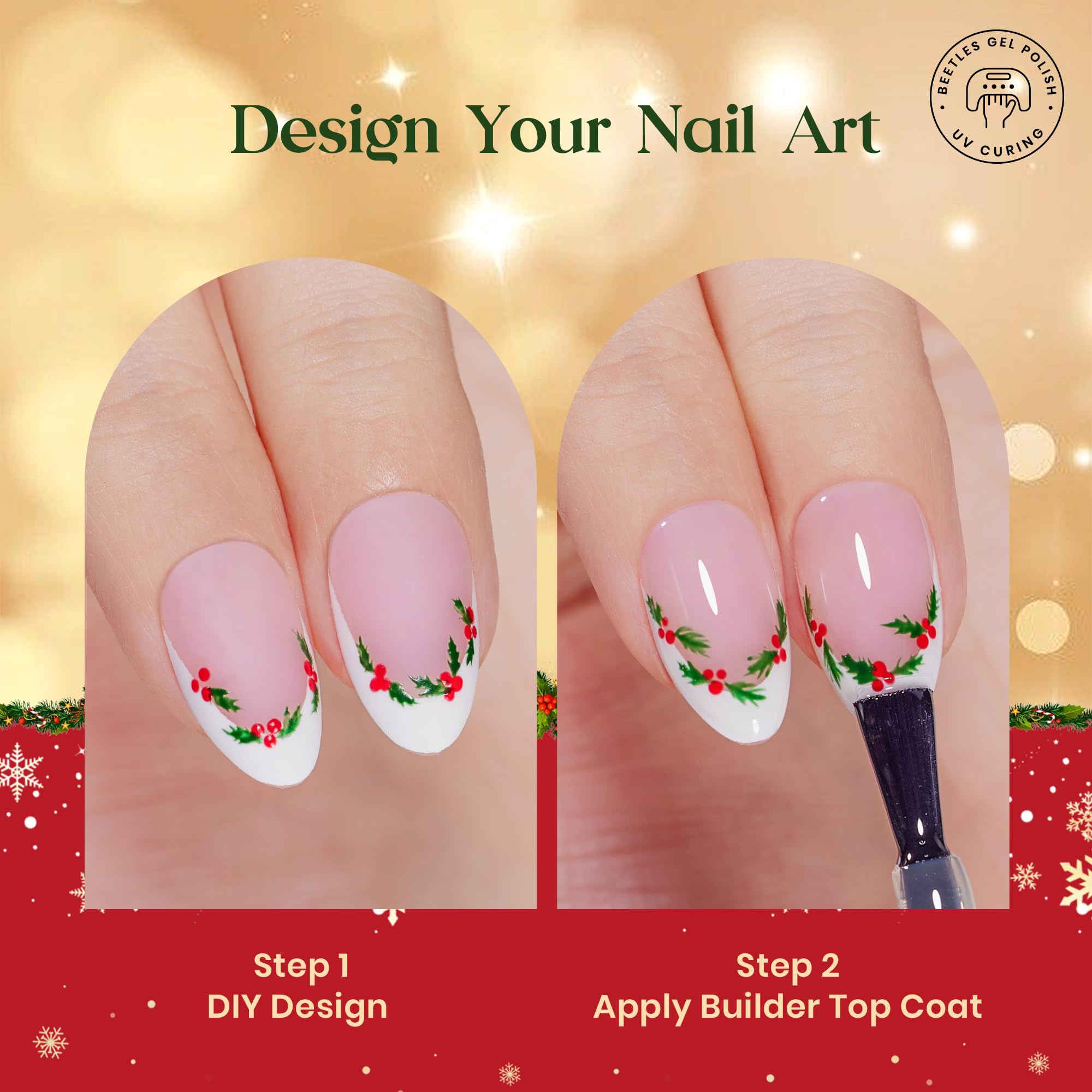 Beetles X Press Kit Gel Nail Kit - Press On Nails Short Almond Kit with 224Pcs French Nail Tips Nail