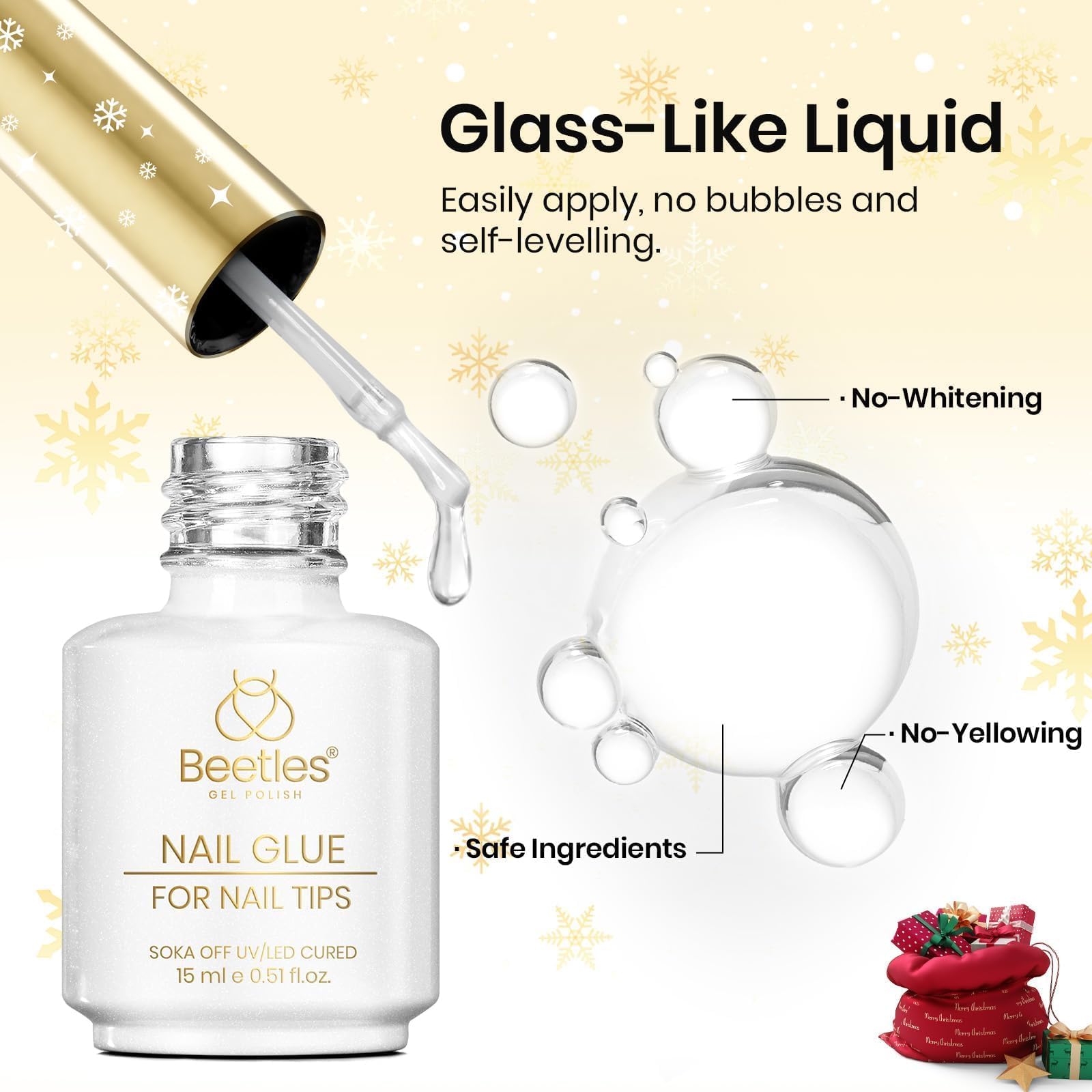 Beetles Christmas Limited Gel Nail Glue 2PCS 9 In 1 Gel Nail Glue Kit