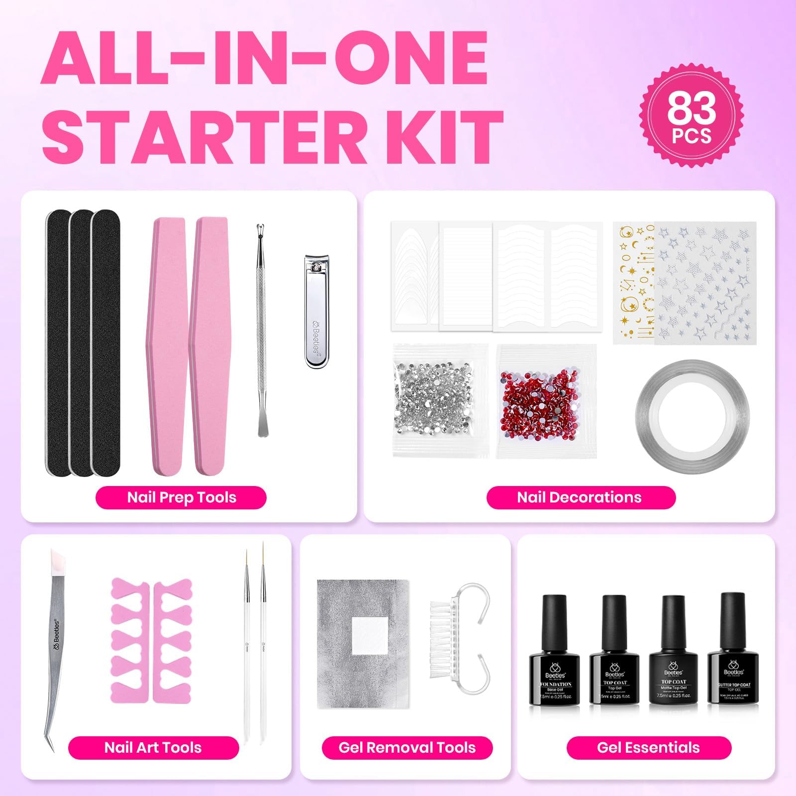 Color Enchantment Pro All in one Starter Kit Summer Nails 55 Colors Gel Nail Polish Kit(total 81pcs)