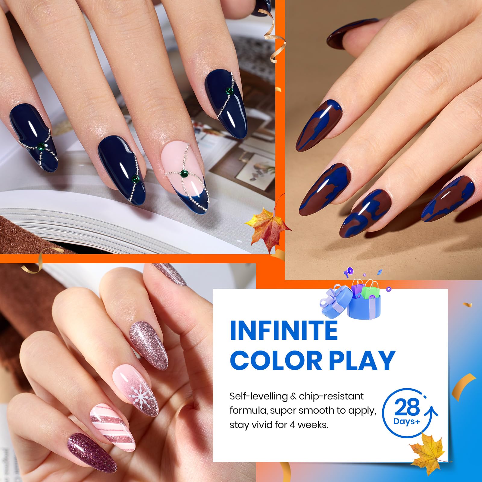 Beetles Gel Polish Manhattan Collection - 20 Colors Burgundy Red Brown Gold Champagne Glitter Fall Set