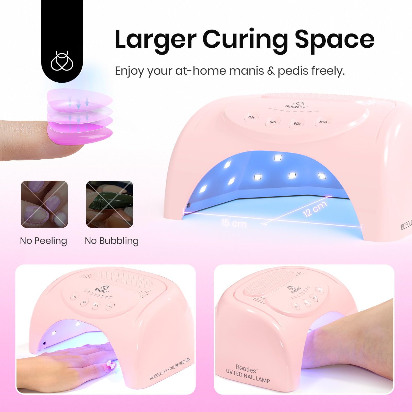 Beetles Best Seller 24W Pink UV LED Nail Lamp Smart Sensor