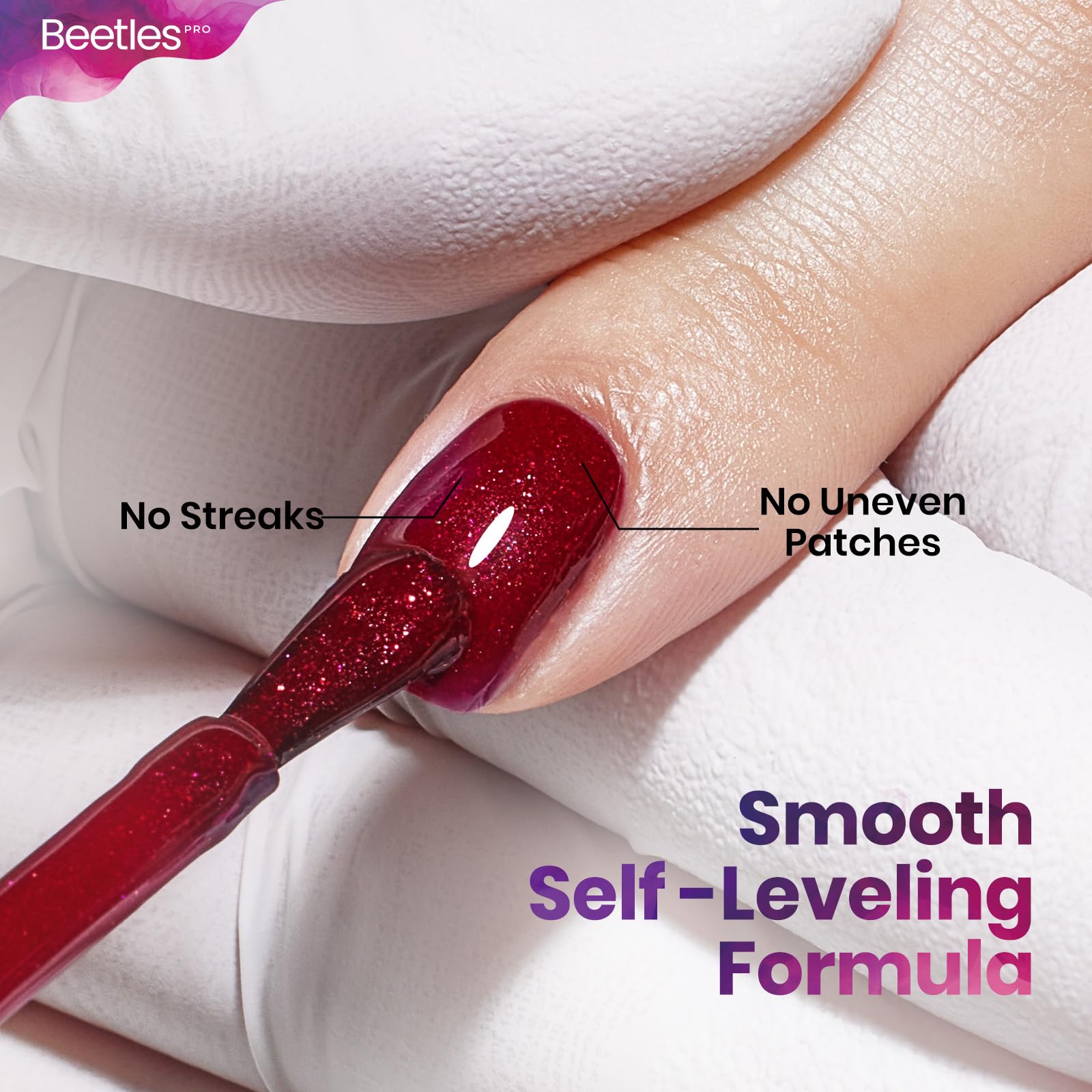 Beetles Pro Red Gel Polish - Emotional Support Red, Cherry Mocha Burgundy Color 20ML Glitter Gel Polish