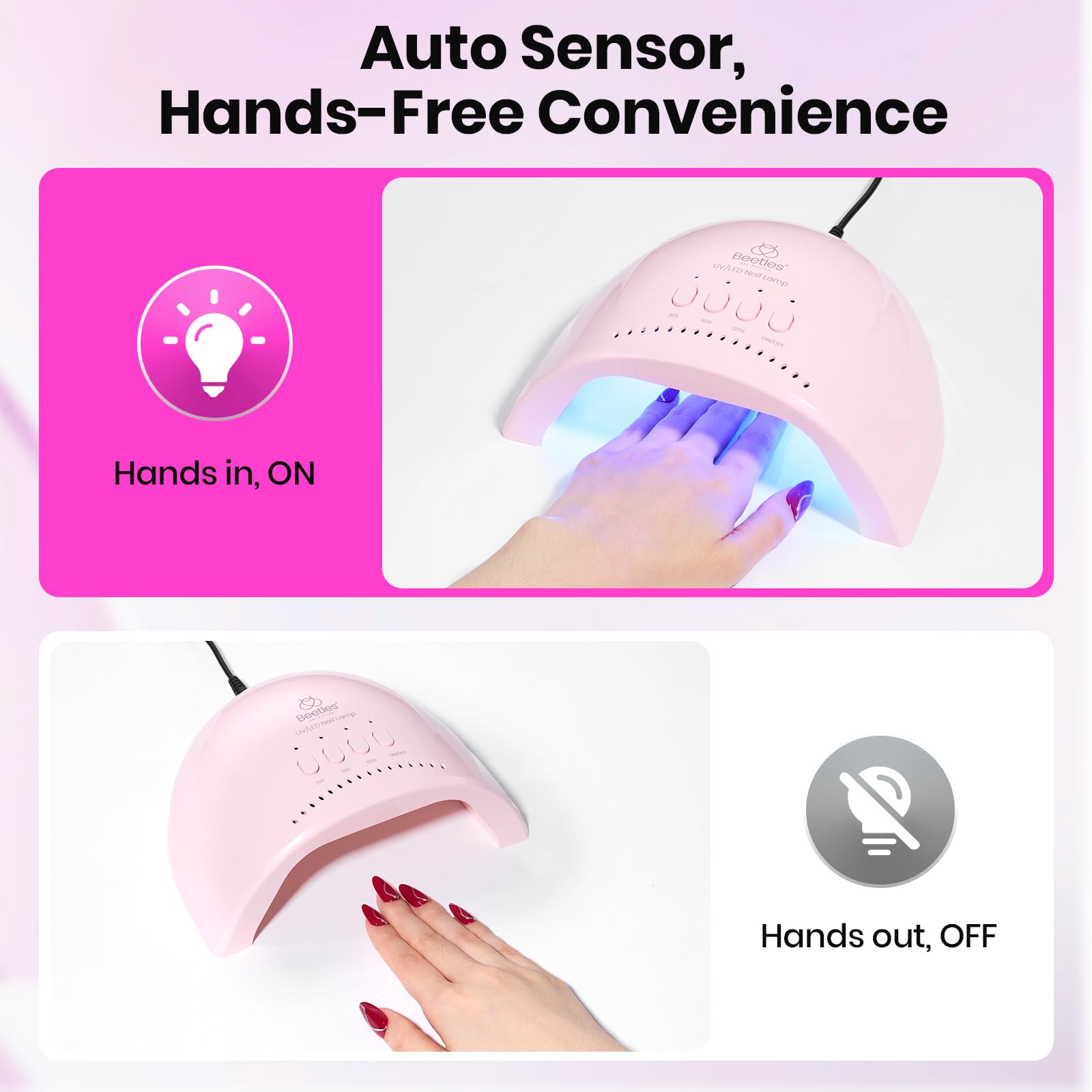 Beetles Nude Pink Lamp - LED Nail Lamp with 3 Timer 30/60/120s UV Light