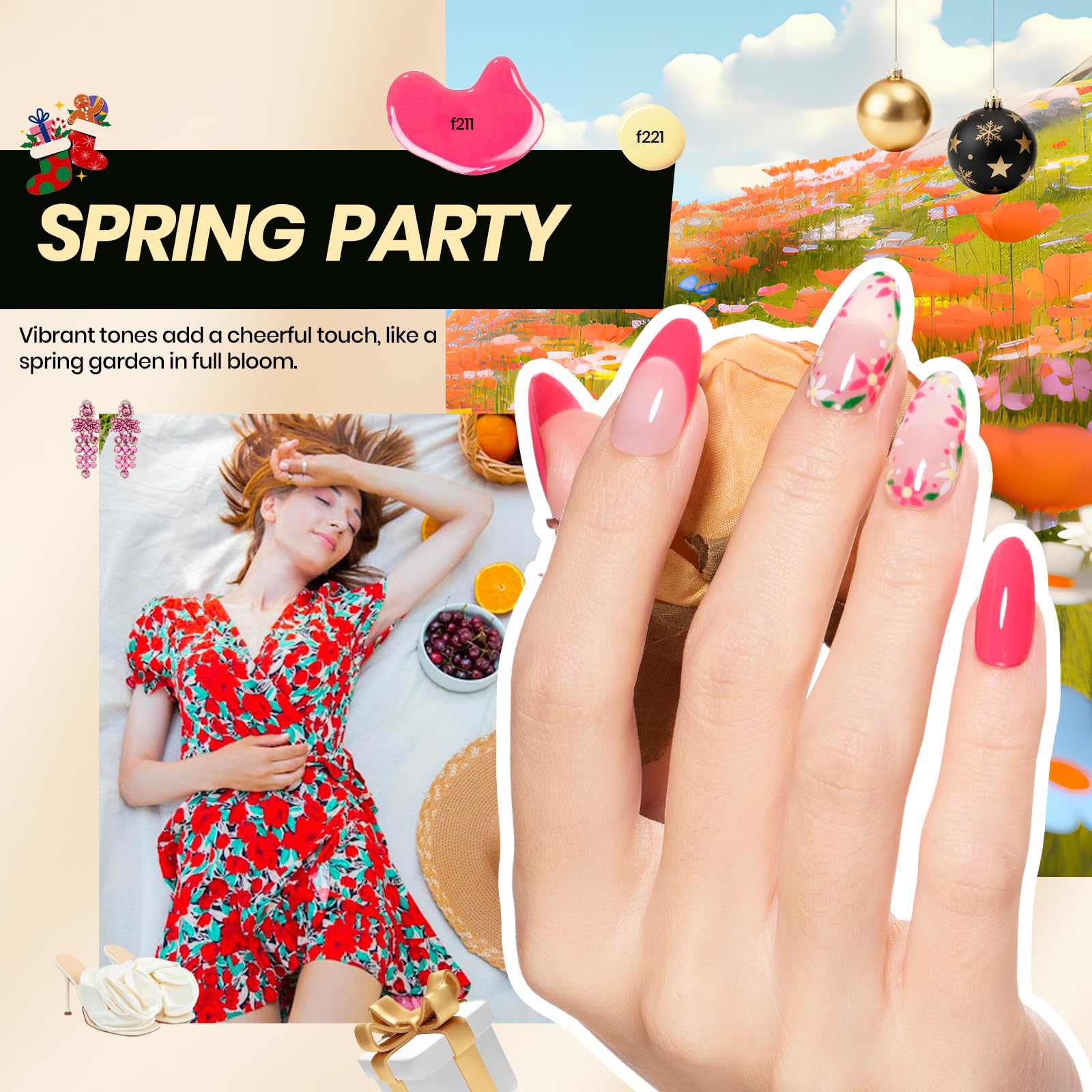 Beetles Gel Nail Polish Kit with U V Light - 54 Pcs 32 Colors Gel Nail Kit Christmas Nails