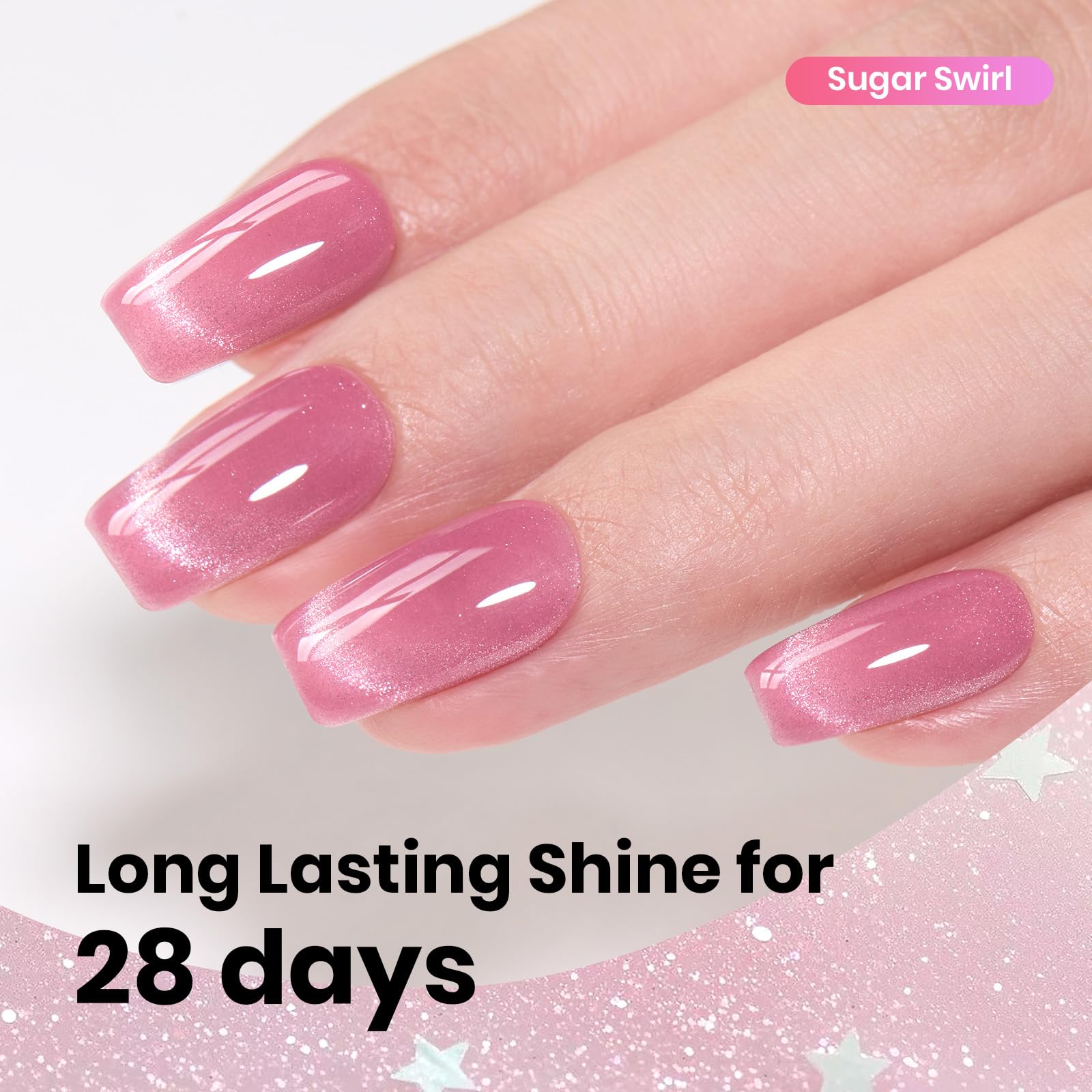 Beetles Sugar Swirl Gel Nail Polish - 15ML Pink HEMA FREE Cat Eye Gel Polish