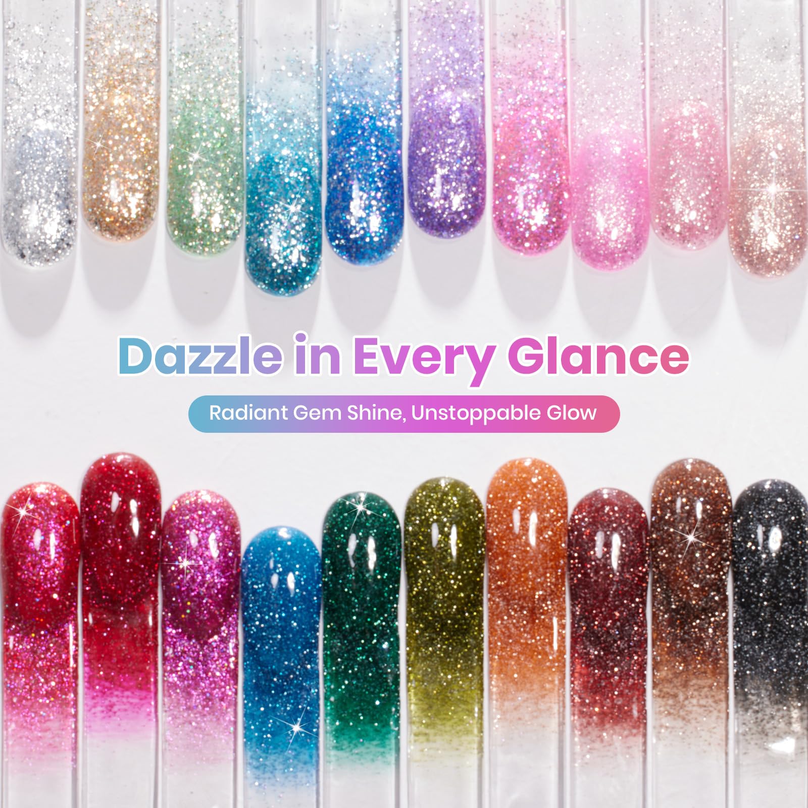 Beetles Glitter Gel Nail Polish Set Party Auras 20 Colors Sparkle and Diamond Shimmer Nail Art