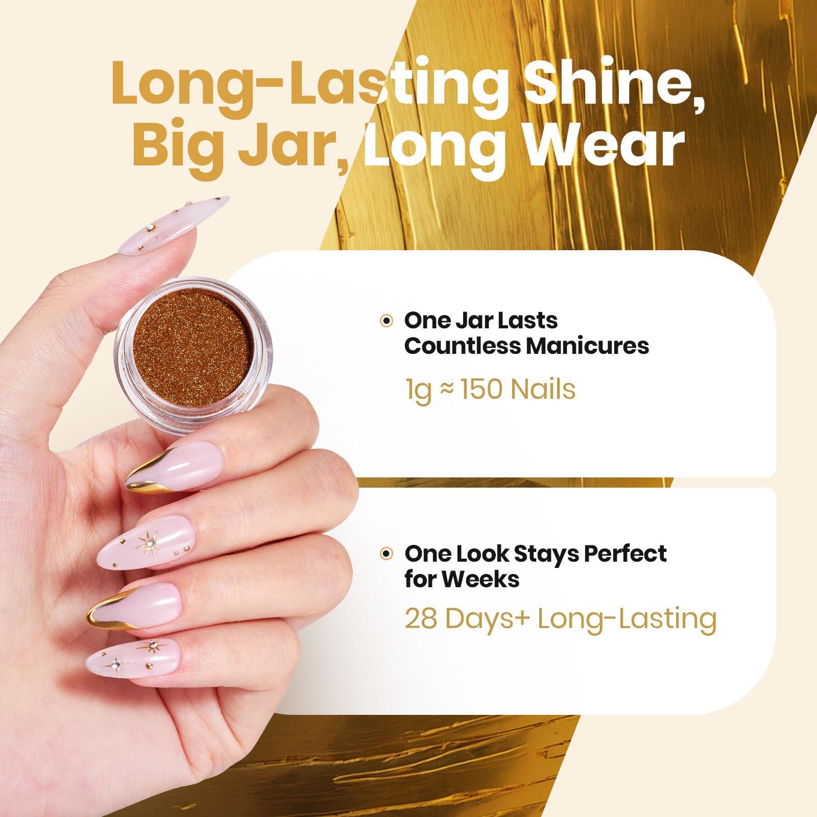 Beetles Gold Chrome Nail Powder Metallic Mirror Effect Chrome Powder