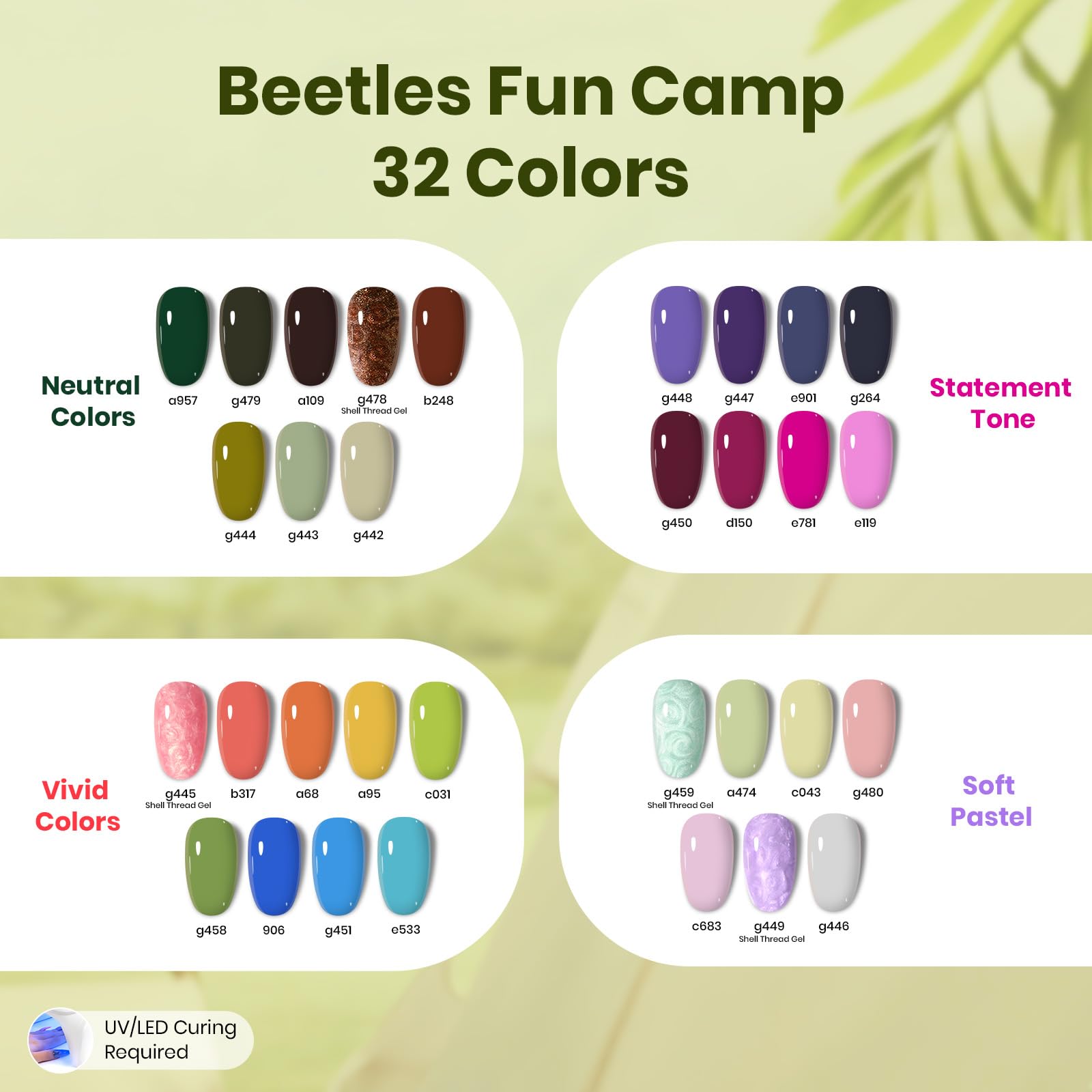 Beetles Gel Nail Starter Kit Nails With UV Light and Nail Drill 55Pcs 32 Colors All-in-One Mani Kit