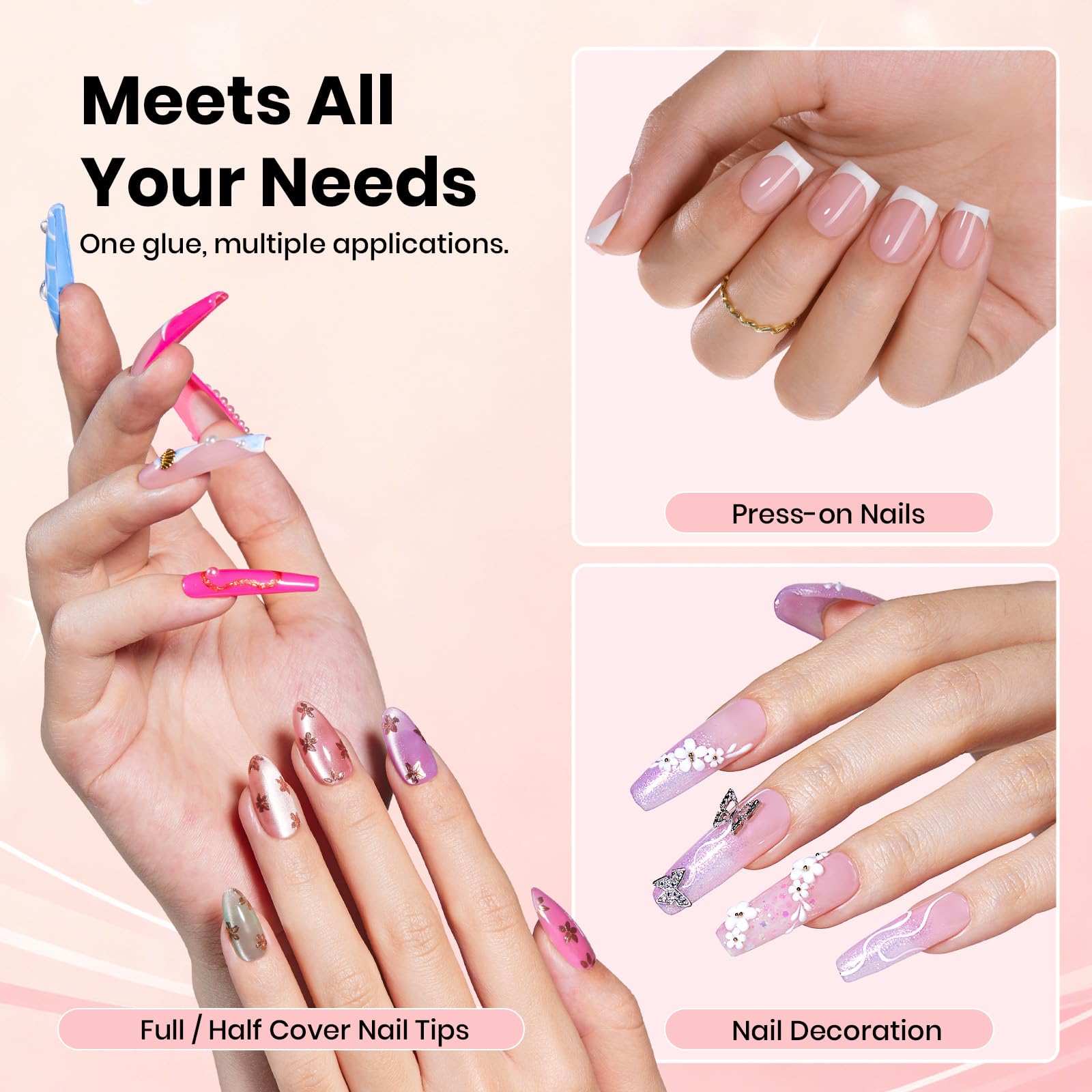 Beetles Super Strong Nail Glue 10g for Press On Nails, No Uv Lamp Needed, Quick Drying