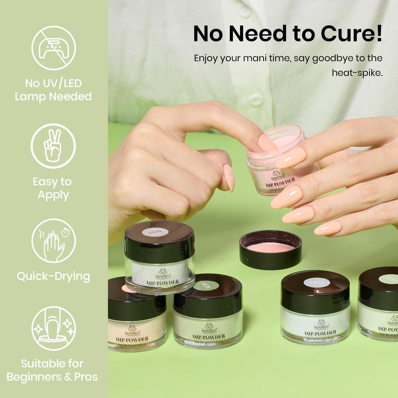 Green Glitter |  6 color D powder Dip Nail Kit set