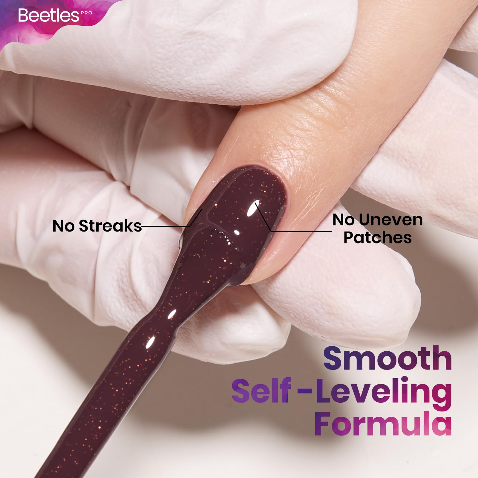 Beetles Pro Brown Gel Polish - Delusional Confidence Dark Brown Color 20ML Shimmer Gel Polish