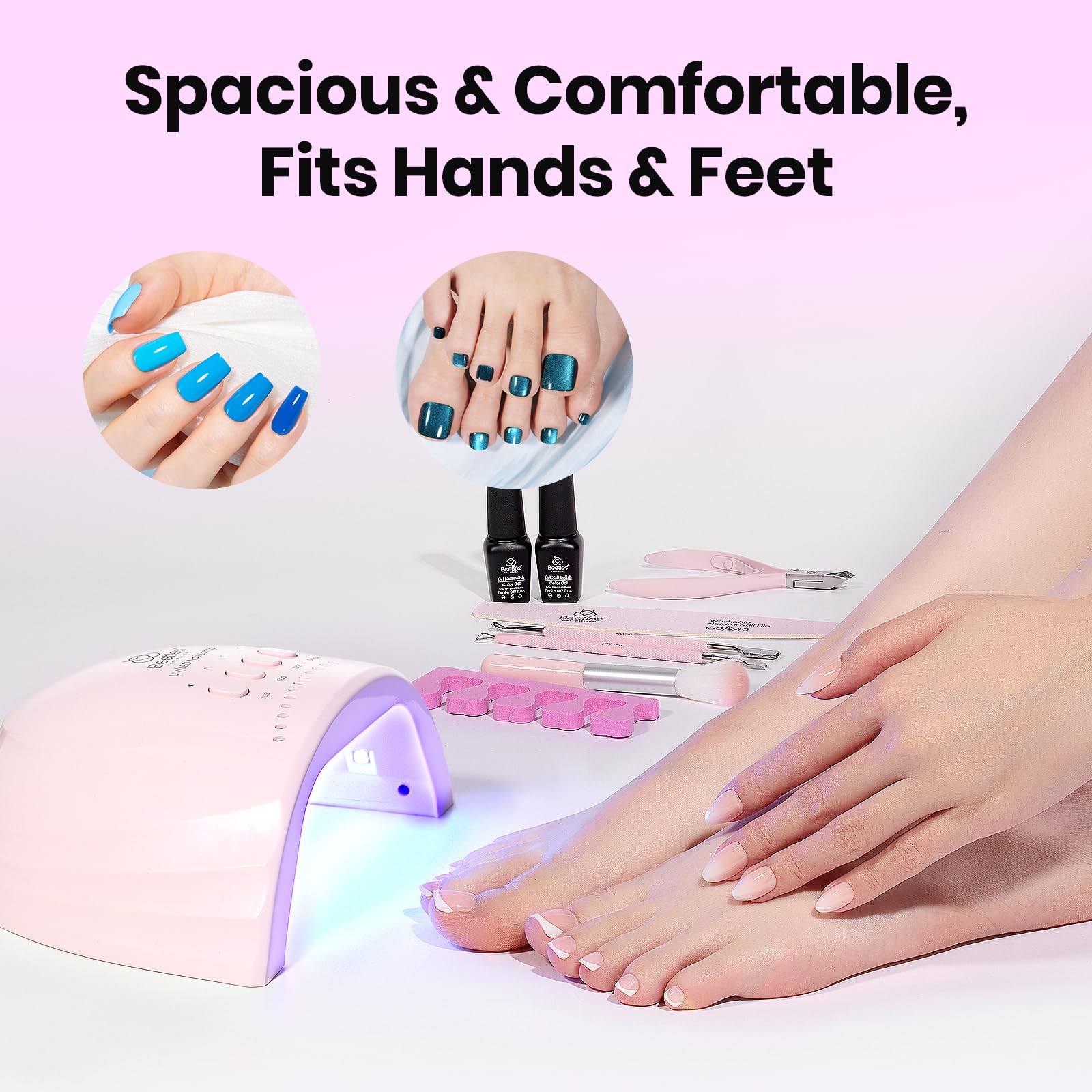 Beetles Nude Pink Lamp - LED Nail Lamp with 3 Timer 30/60/120s UV Light
