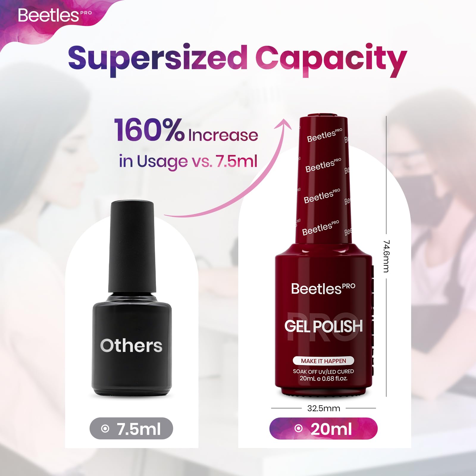 Beetles Pro Red Gel Polish - Make It Happen, Dark Burgundy Wine Red Color 20ML Gel Polish