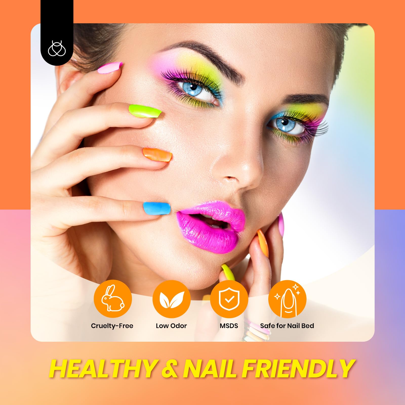 Beetles Gel Polish Neon Jelly - 6 Colors Sheer Hot Pink Red Orange Purple Blue Yellow Summer Nails Set