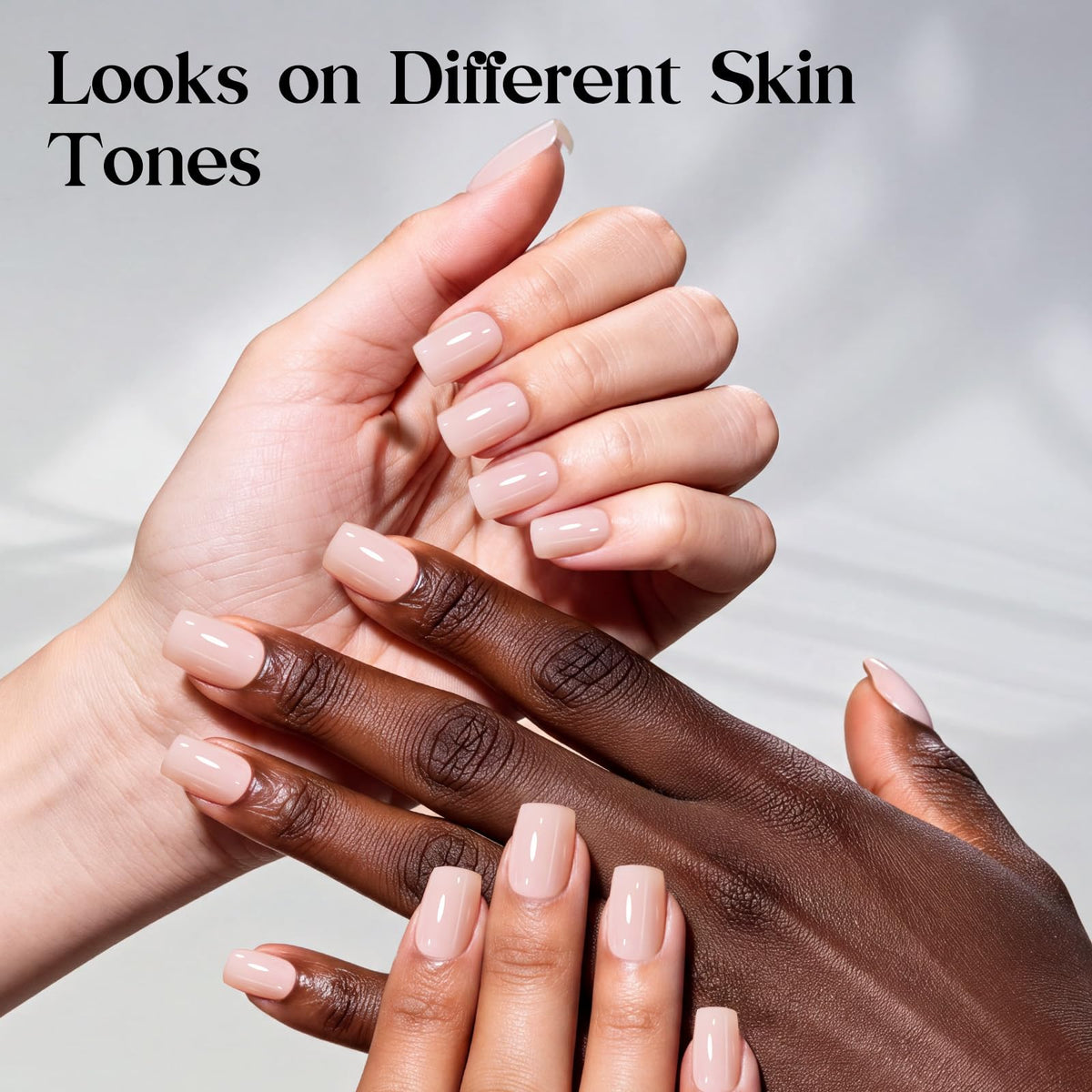 Beetles Pink Nude Press On Nails Short Squoval Gel Painted Soft Nails Gel