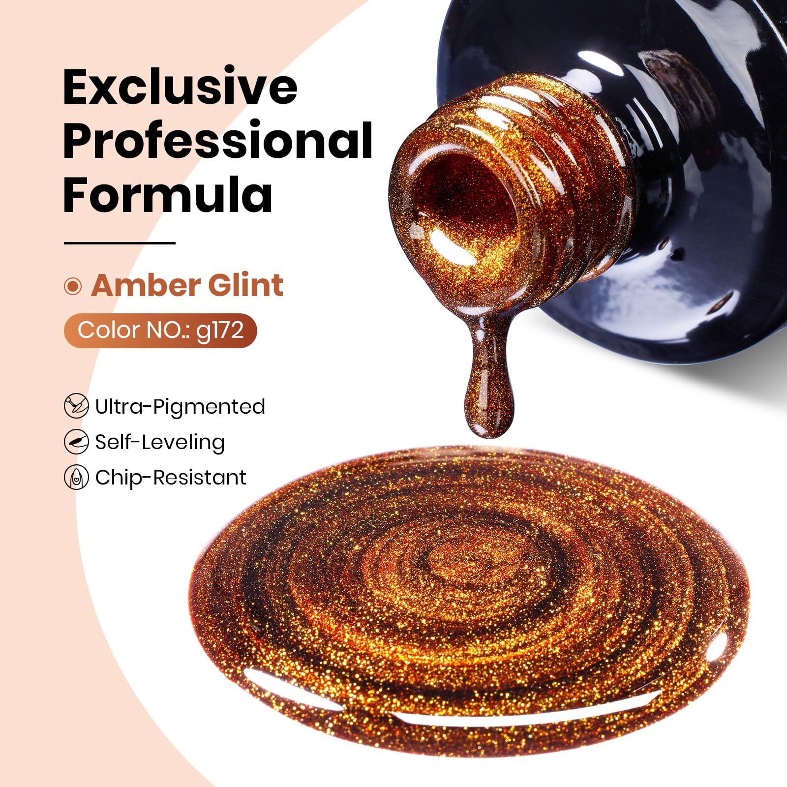 Amber Glint - 15ML Fall Brown Gold Powder Glass Cat Eye Magnetic Glitter Gel Polish