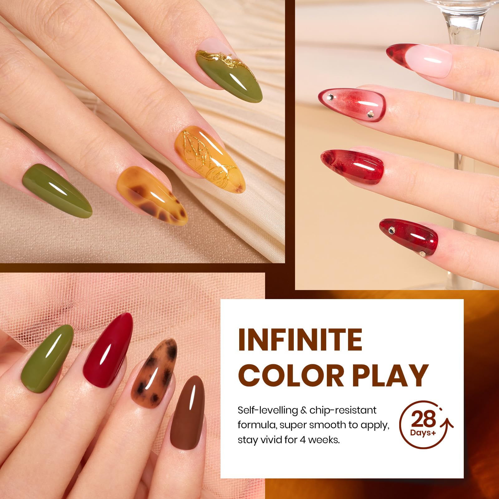 Autumn Aura - 20 Colors Fall Cat Eye Gel Nail Polish Set (5ml/Each)