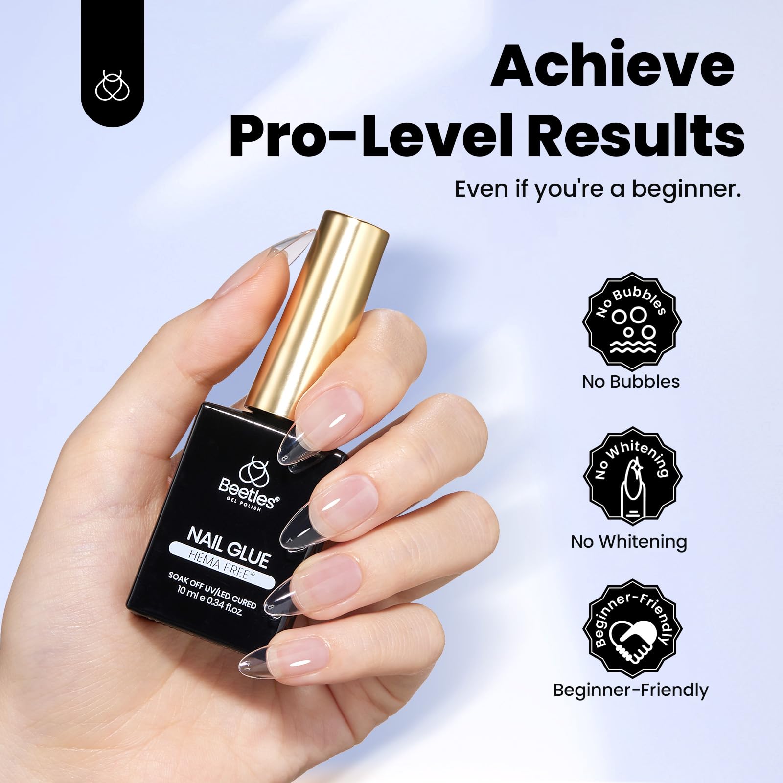Beetles Hema-Free Nail Glue Gel - 10ml Super Strong Brush U V Nail Glue