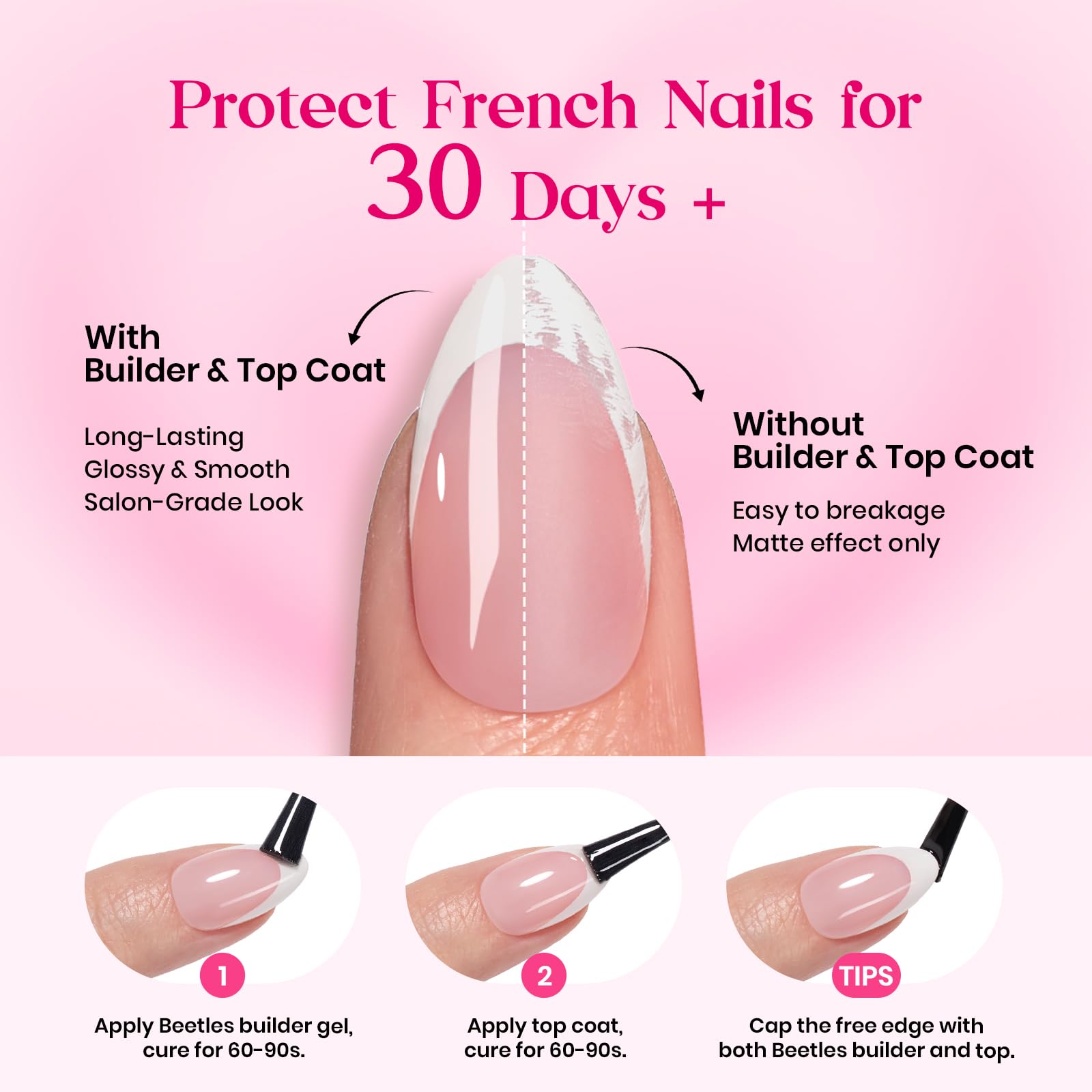 Beetles Valentine Nails Heart Whisper - 15 Sizes 180 Pcs 3 Colors