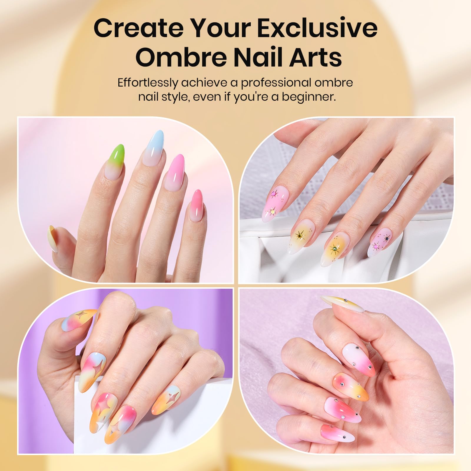 150Pcs Soft Nail Sponges for Ombre White Nail Sponge with Grabbing Pen Blooming Nails Art Brushes