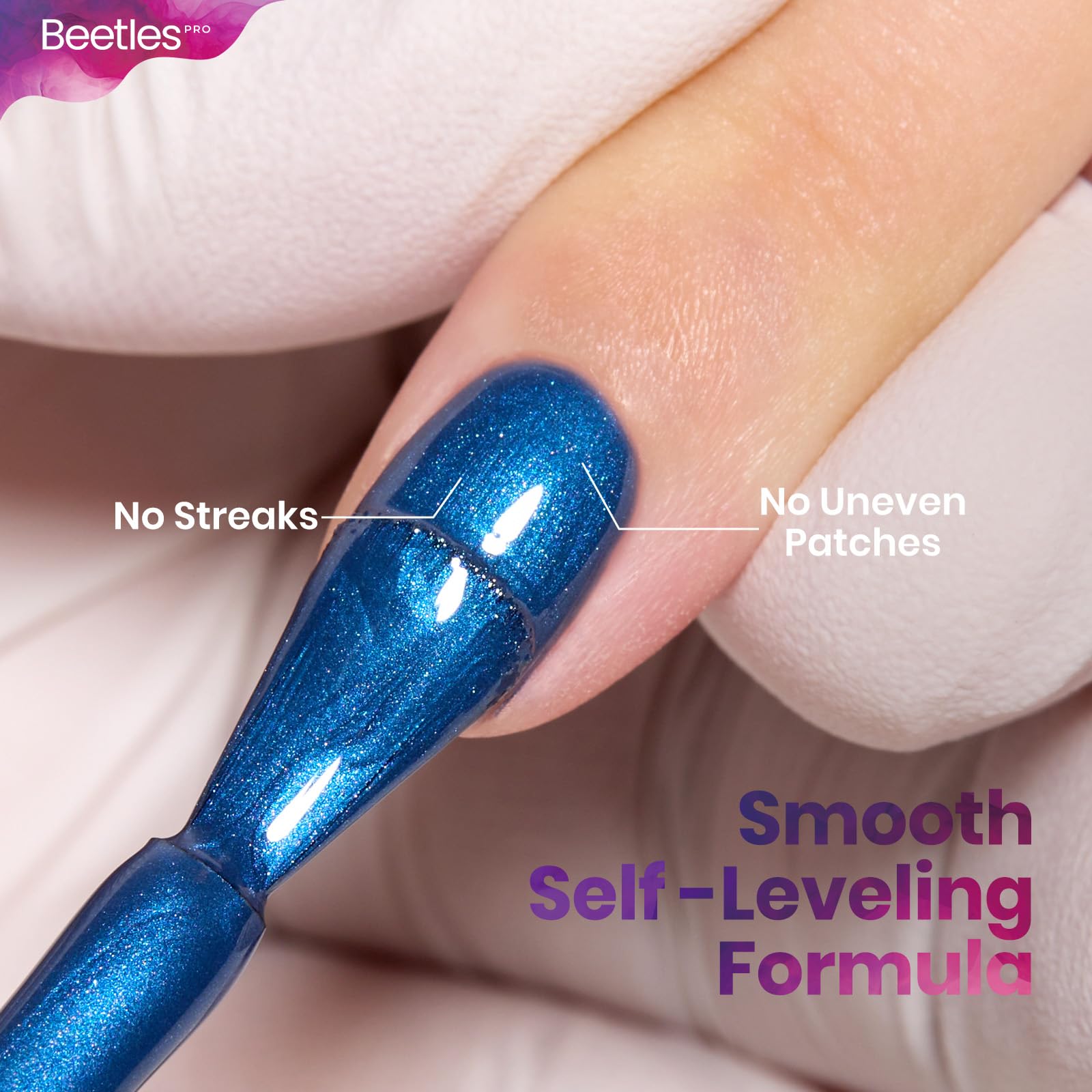 Beetles Pro Blue Gel Polish - Ghost Feelings, Dark Blue Color 20ML Glitter Gel Polish