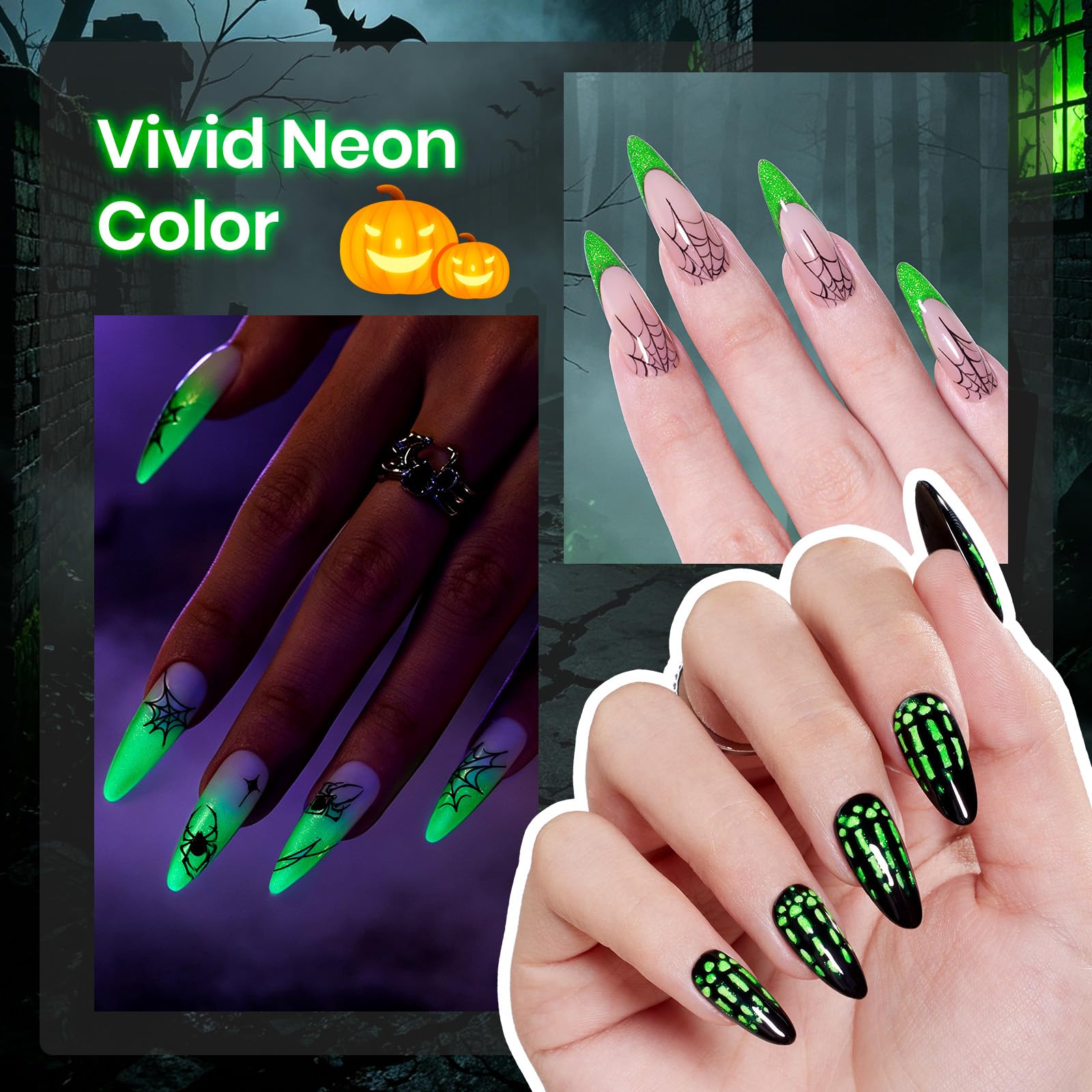 Green Flame-Beetles Halloween Glow In The Dark Gel Nail Polish 15ML Neon Green 2026 Limited Edition