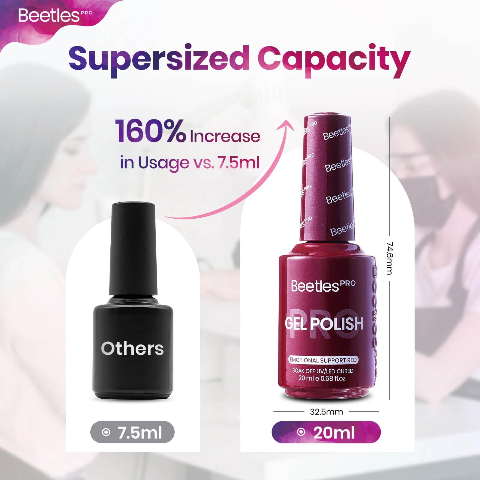 Beetles Pro Red Gel Polish - Emotional Support Red, Cherry Mocha Burgundy Color 20ML Glitter Gel Polish