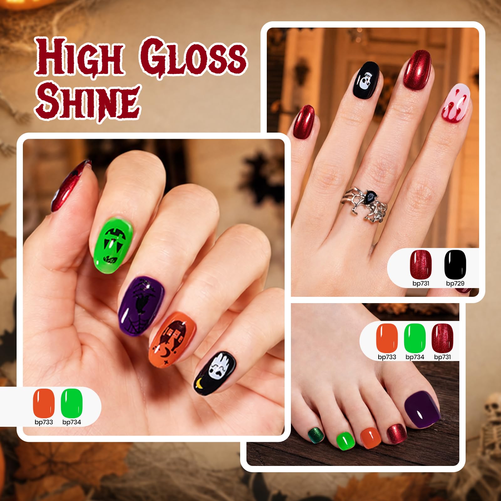 Beetles Halloween Nail Polish Set 6 Colors Quick Dry Regular Limited Edition Nail Polish