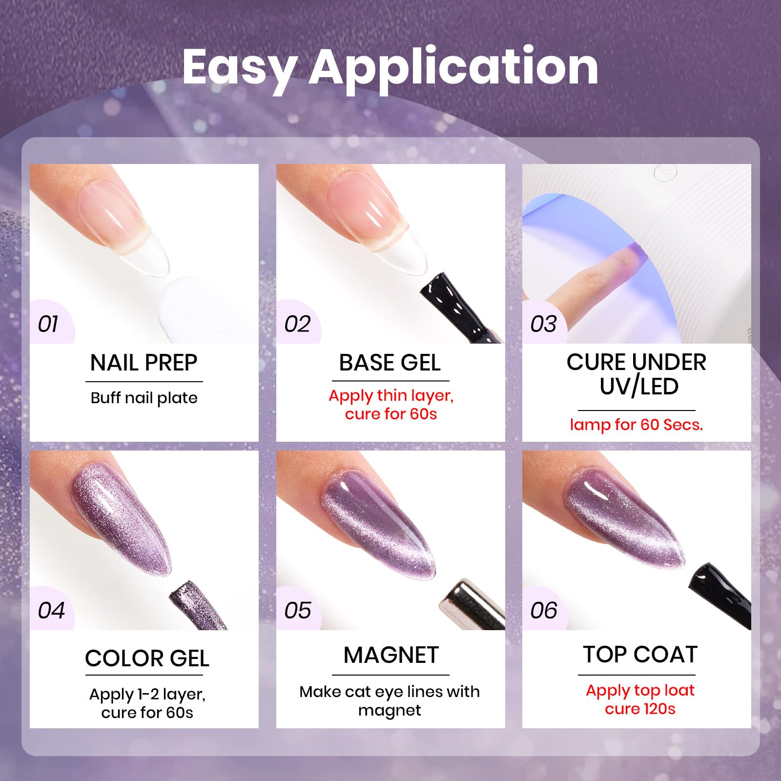 Beetles Twilight Muse Gel Nail Polish - 15ML Purple HEMA FREE Cat Eye Nail Polish