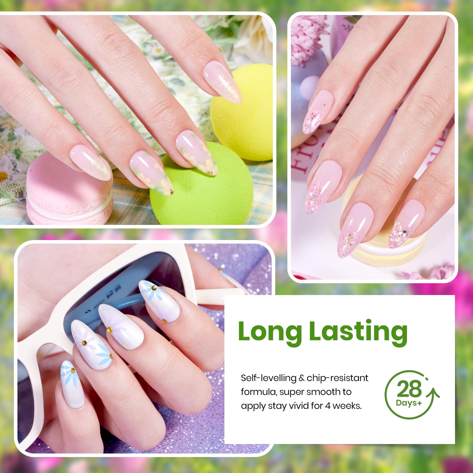 Embrace Nature With Dried Flower And Gold Foil- 20 Colors Gel Nail Polish Summer Nails Set