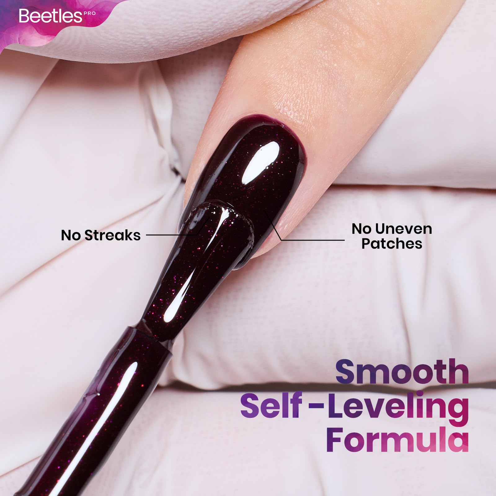 Beetles Proe Red Gel Polish - Currently Crushing Dark Cherry Mocha Red Color 20ML Glitter Plum Gel Nail Polish