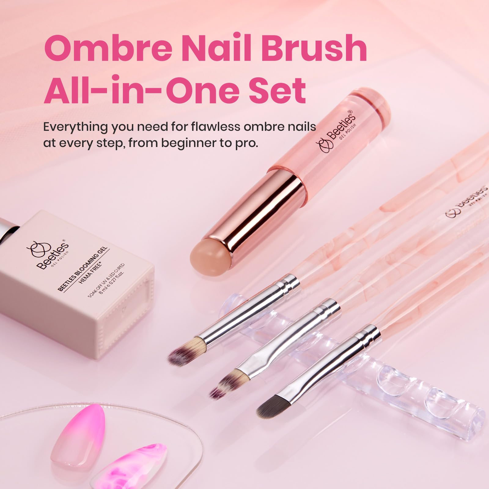 Blooming Gel and Nail Art Brushes Set - Ombre Nail