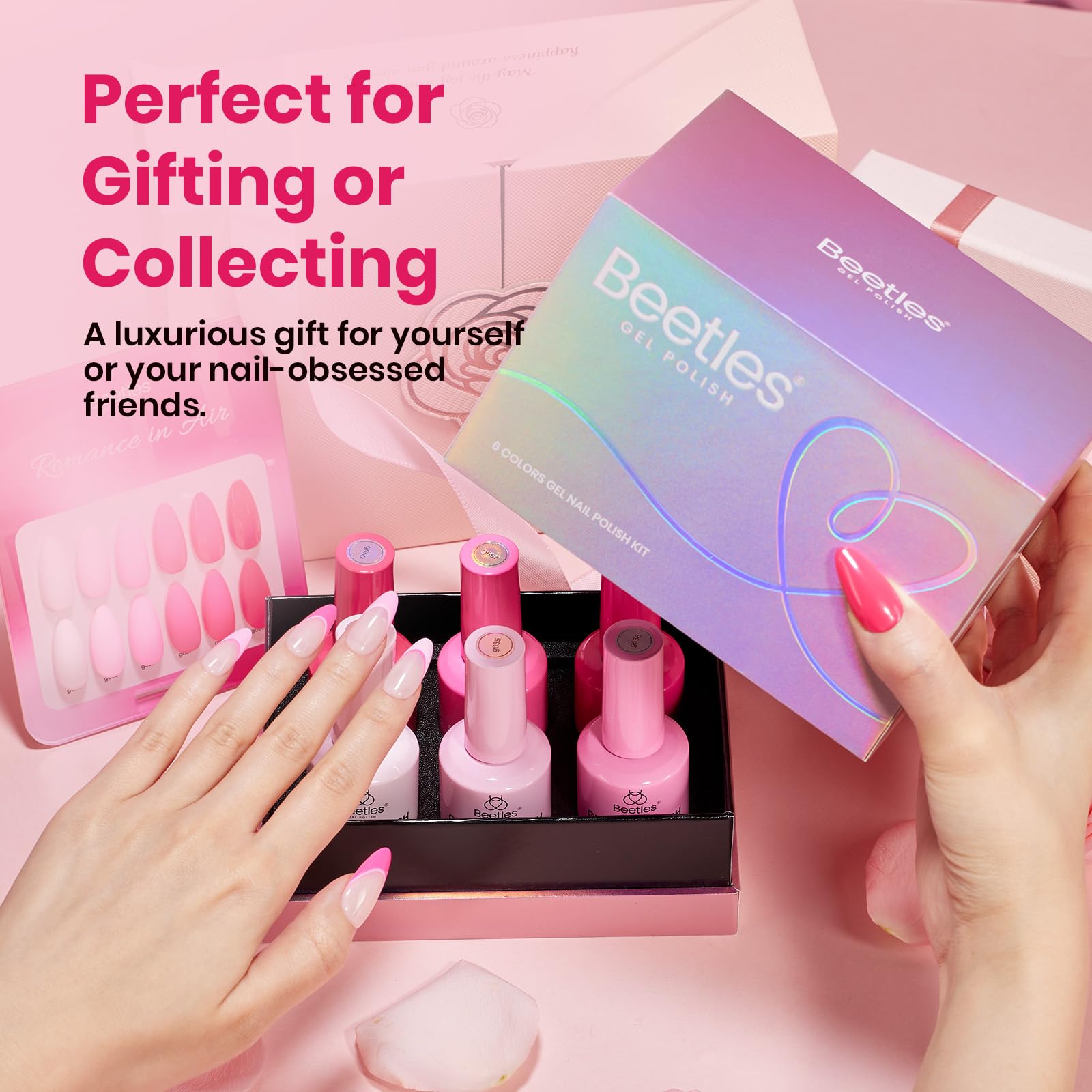 Beetles Valentines Pink Gel Polish Set - Romance in Air Collection 15Ml Bright Neon Light Hot Pink Colors