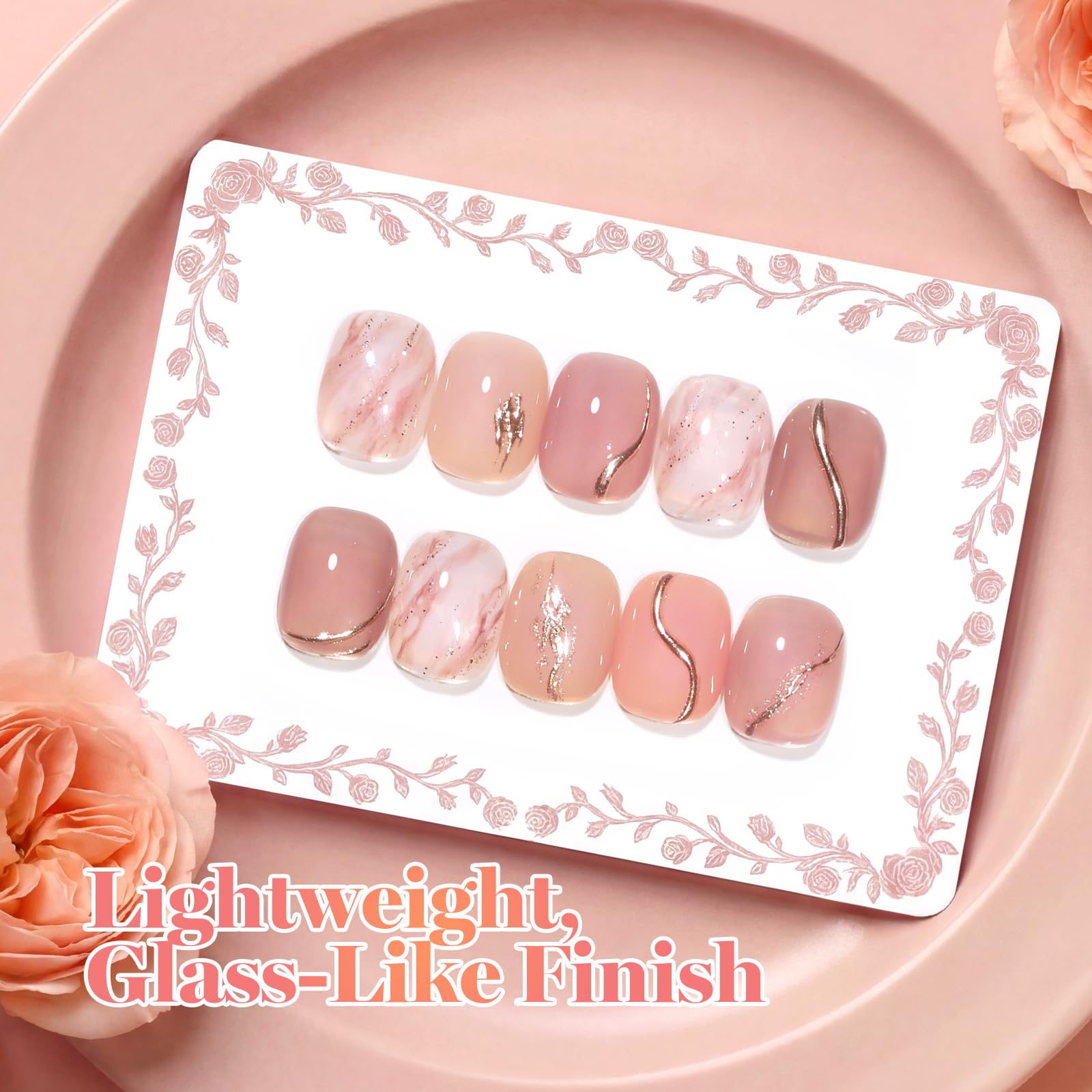Beetles Gel Nail Polish Earthy Rose  6 Colors 15ML Nude Pink Brown Neutral Jelly Summer Nails Gel Polish Kit