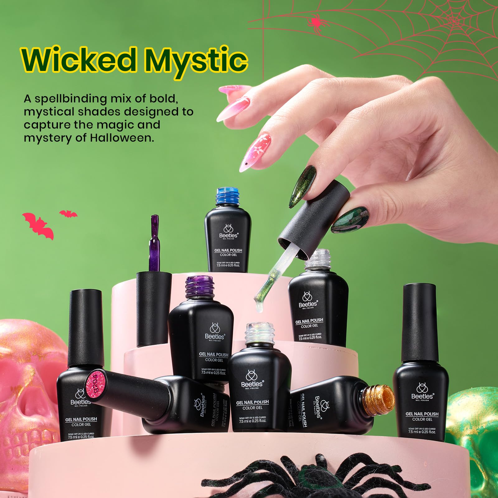 Beetles Halloween Wicked Mystic - 8 Colors Cat Eye Glitter Gel Nail Polish Set
