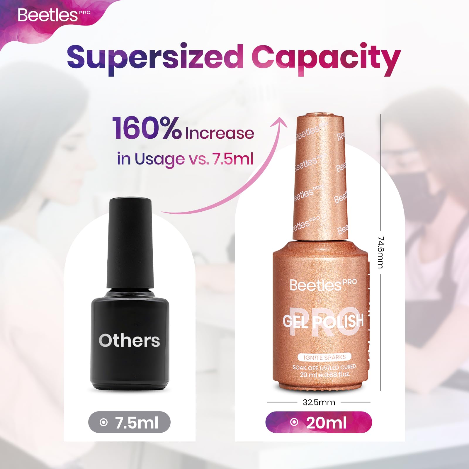 Beetles Pro Glitter Gel Polish - Ignite Sparks Pink Glitter Color 20ML Gel Polish