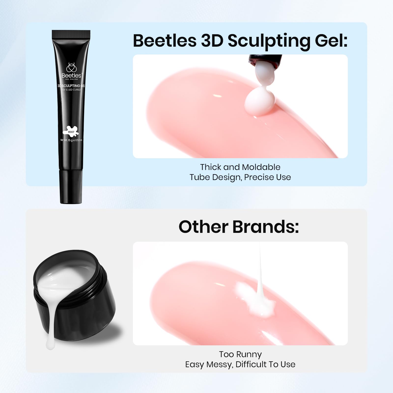 Beetles Sculpting Gel 3D Nail Art - White No Wipe Nail Polish