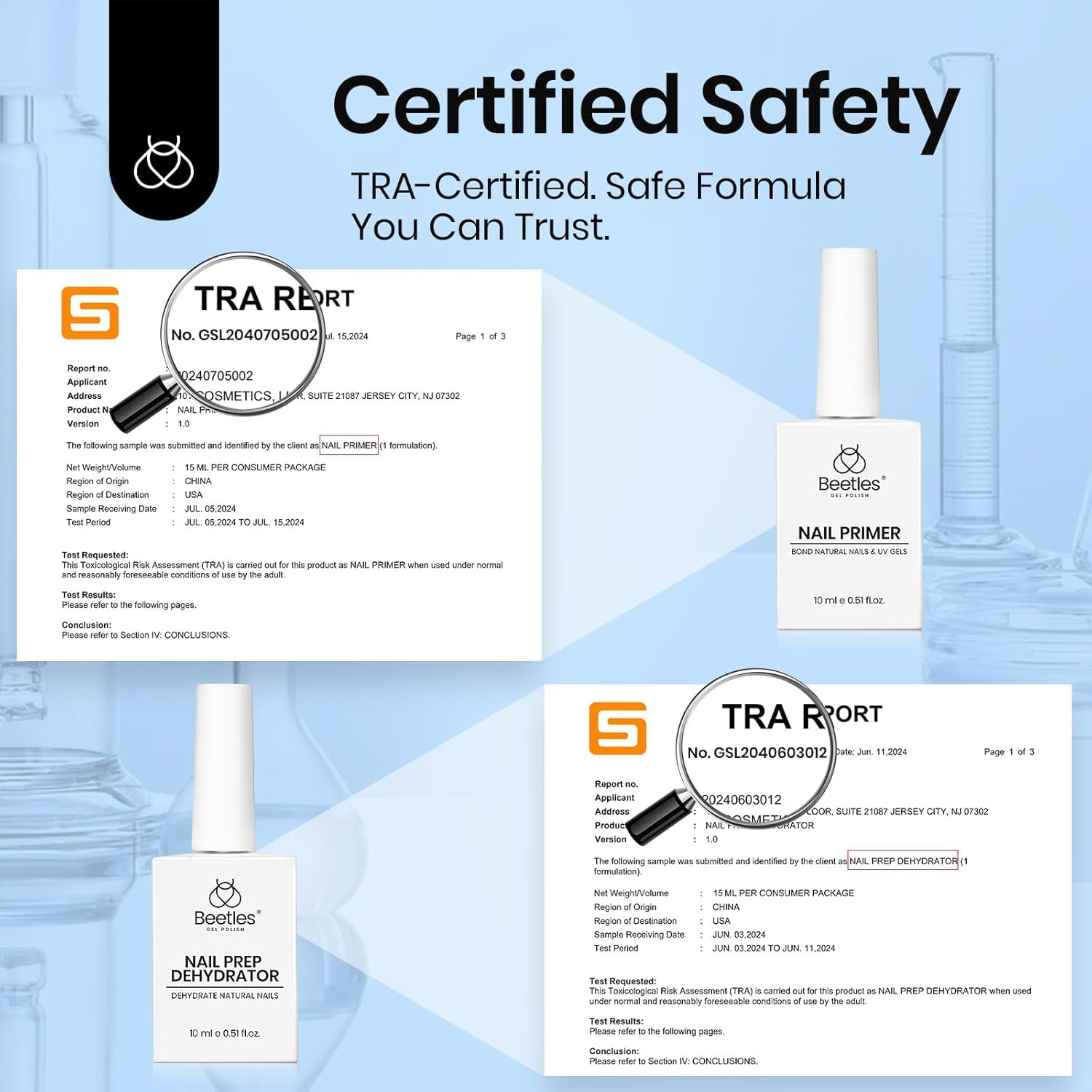 Beetles 3Pcs 15ML Gel Nail Glue Nail Dehydrator and Primer